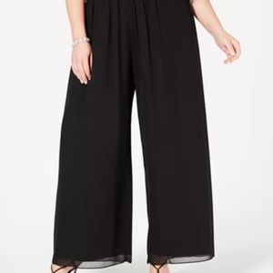 Chiffon Black Evening Wide Leg Pants 1x